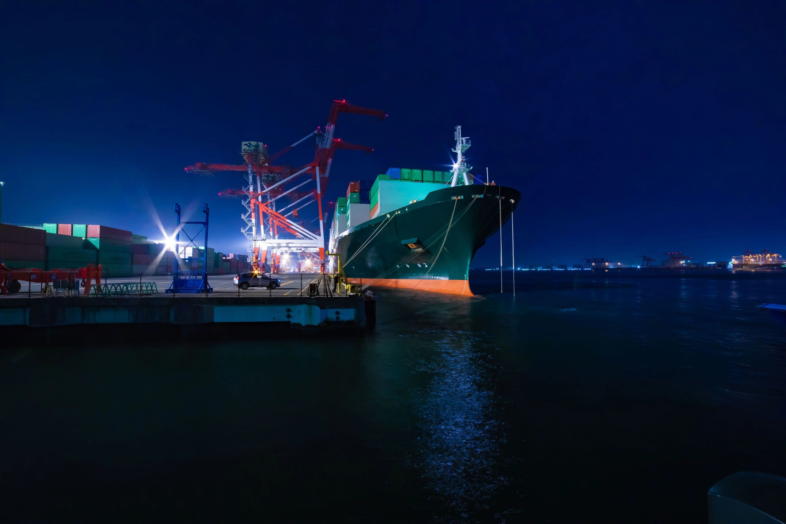 Container port infrastructure representing maritime agency support