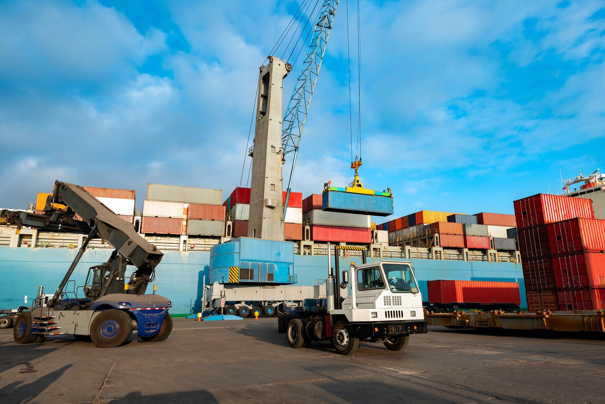 Cargo operations at a commercial port terminal